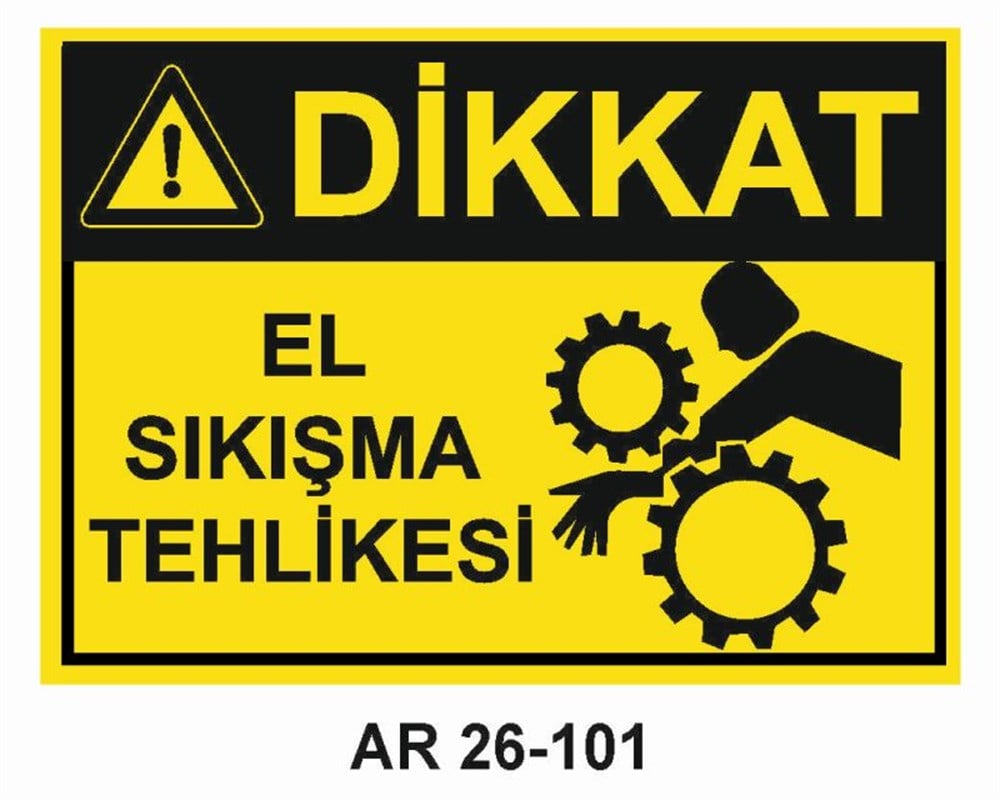 Makina Uyarı LevhalarıEL SIKIŞMA TEHLİKESİ İŞ GÜVENLİĞİ UYARI LEVHASI