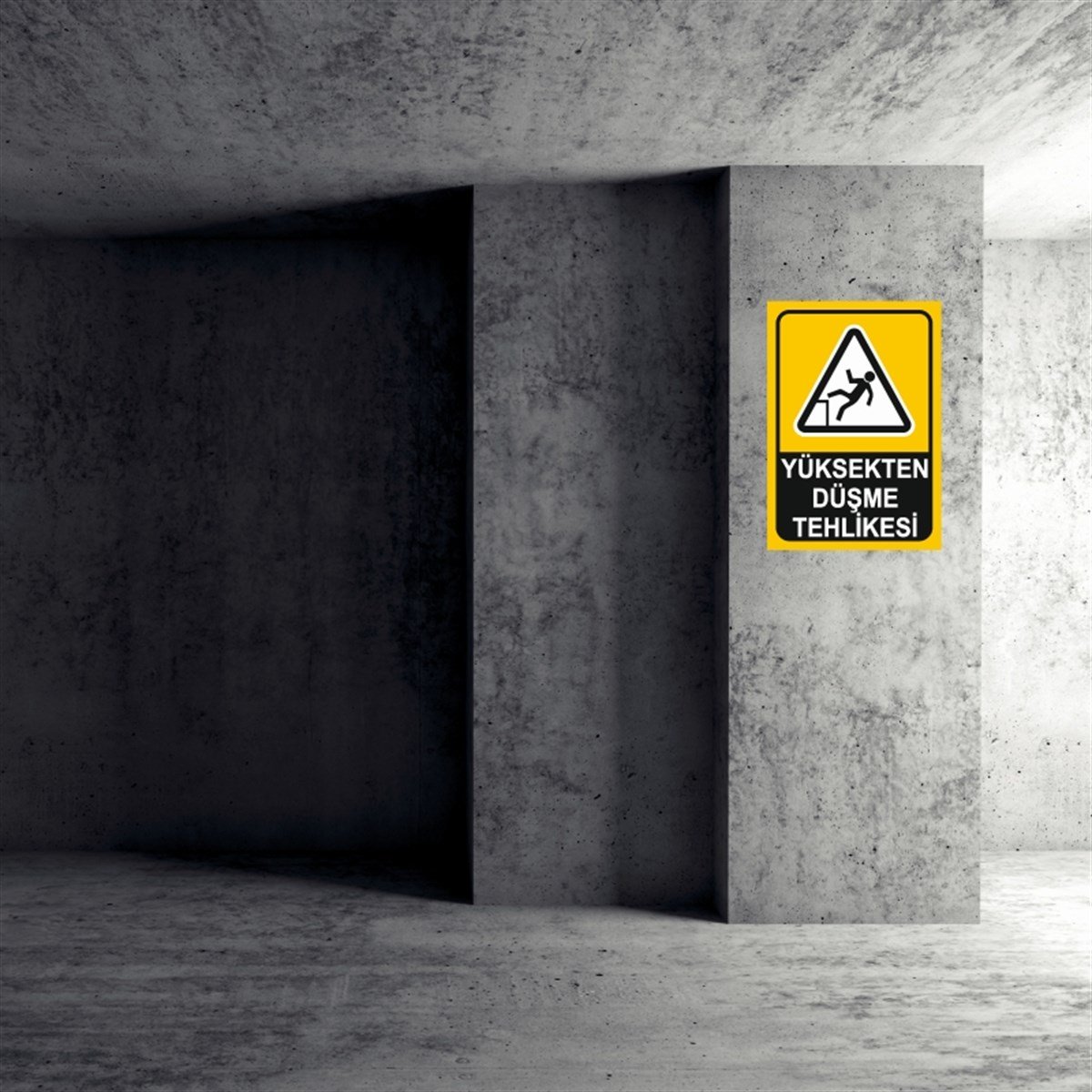 EMNİYET KEMERİ DÜŞME TEHLİKESİYÜKSEKTEN DÜŞME TEHLİKESİ İŞ GÜVENLİĞİ UYARI LEVHASI