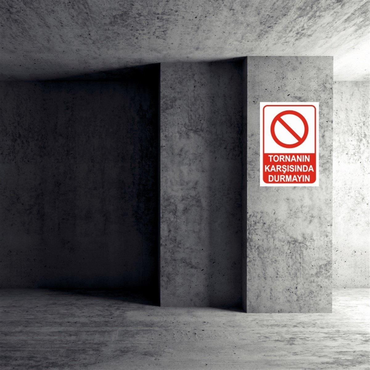 TORNA - PLANYA - FREZE - CNCTORNANIN KARŞISINDA DURMAYIN İŞ GÜVENLİĞİ UYARI LEVHASI