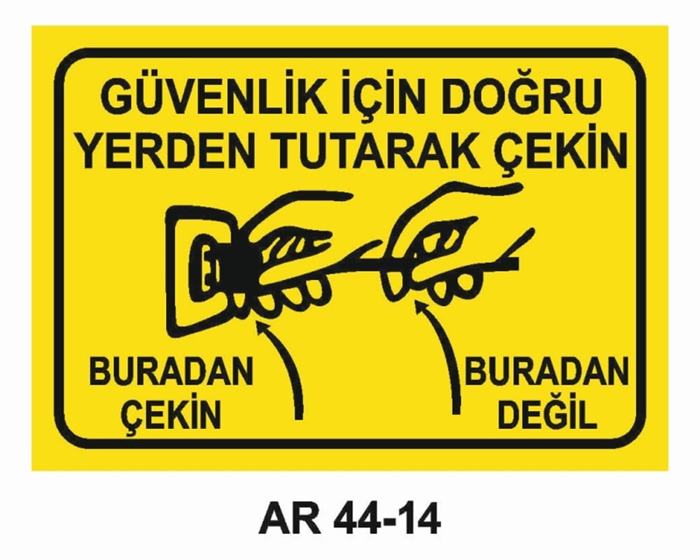 KABLOGÜVENLİK İÇİN DOĞRU YERDEN TUTARAK ÇEKİN İŞ GÜVENLİĞİ UYARI LEVHASI
