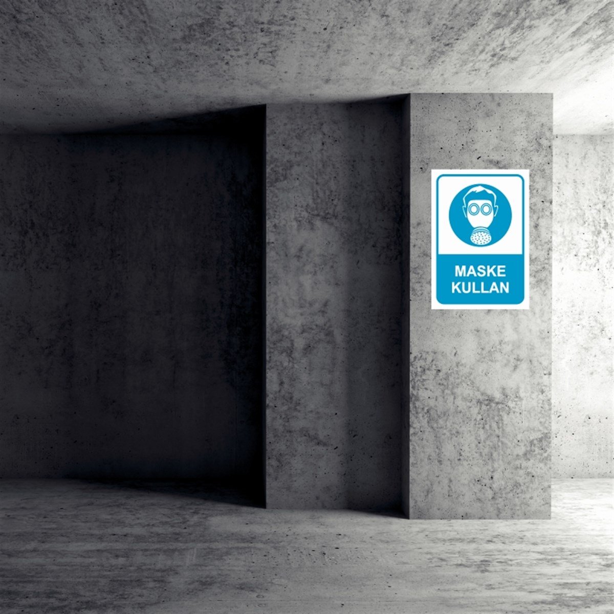 TOZ - GAZ MASKESİMASKE KULLAN İŞ GÜVENLİĞİ UYARI LEVHASI