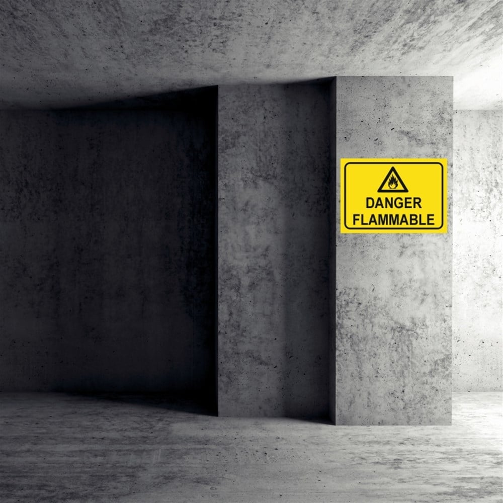 İNGİLİZCE LEVHALARDANGER FLAMMABLE  İŞ GÜVENLİĞİ UYARI LEVHASI