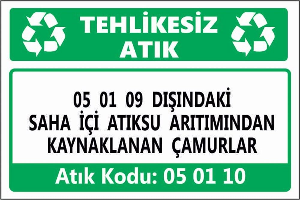 Tehlikeli Atıklar05 01 09 DIŞINDAKİ SAHA İÇİ ATIKSU ARITIMINDAN KAYNAKLANAN ÇAMURLAR