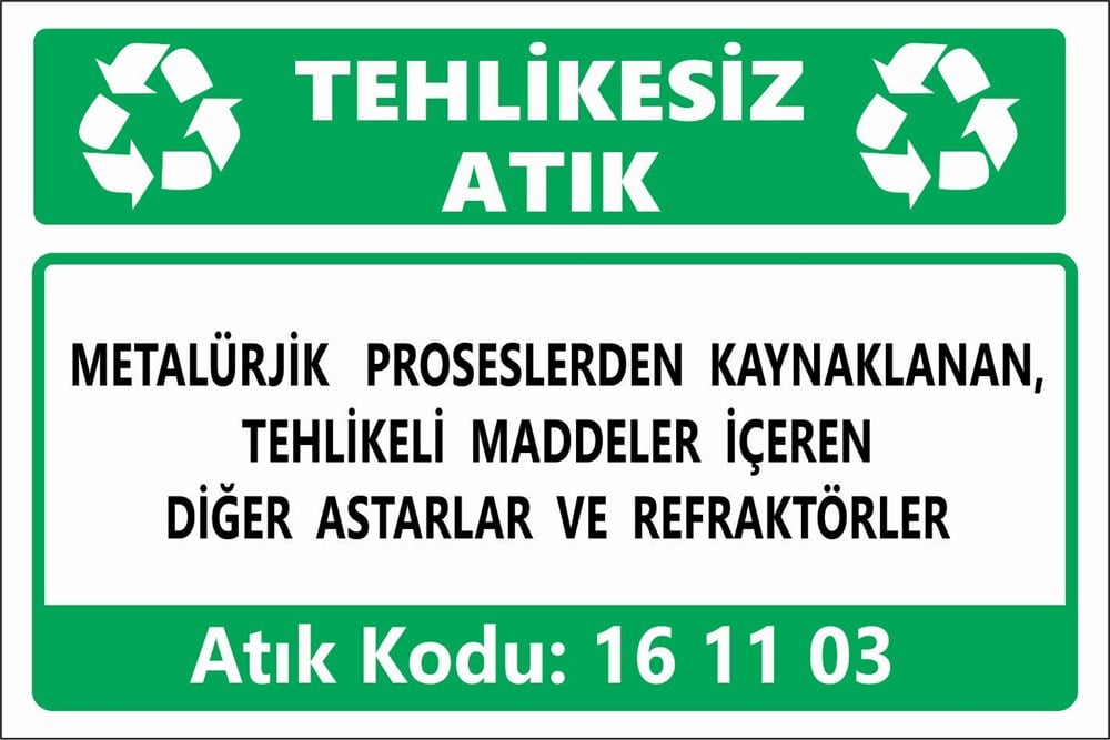 Atık TabelalarıMETALÜRJİK  PROSESLERDEN KAYNAKLANAN, TEHLİKELİ MADDELER İÇEREN DİĞER ASTARLAR VE REFRAKTÖRLER