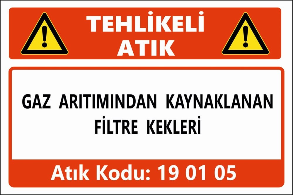 Atık TabelalarıGAZ ARITIMINDAN KAYNAKLANAN FİLTRE KEKLERİ