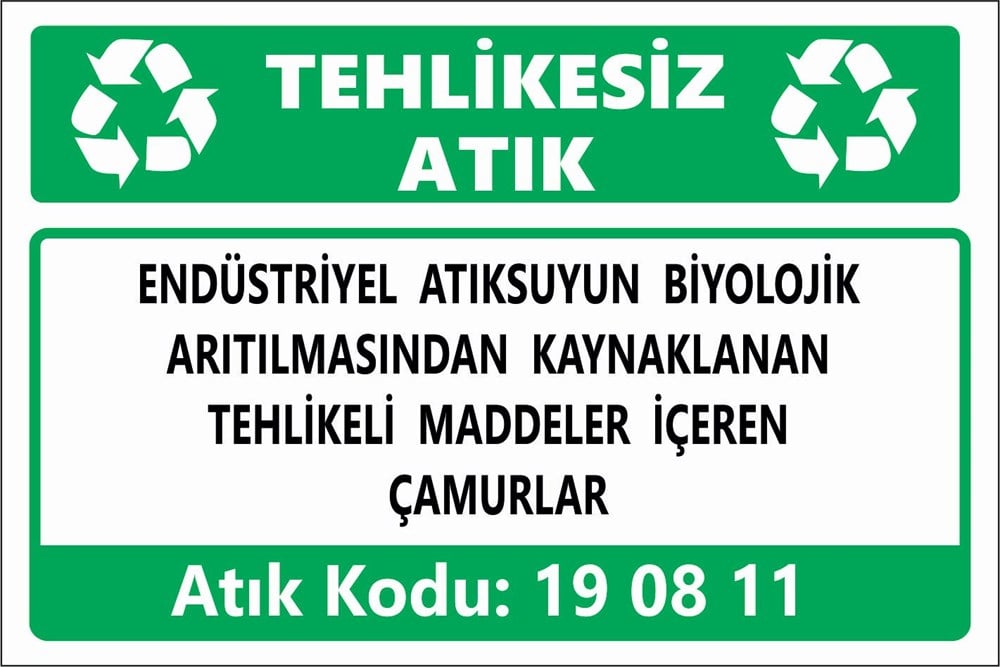 Atık TabelalarıENDÜSTRİYEL ATIKSUYUN BİYOLOJİK ARITILMASINDAN KAYNAKLANAN TEHLİKELİ MADDELER İÇEREN ÇAMURLAR