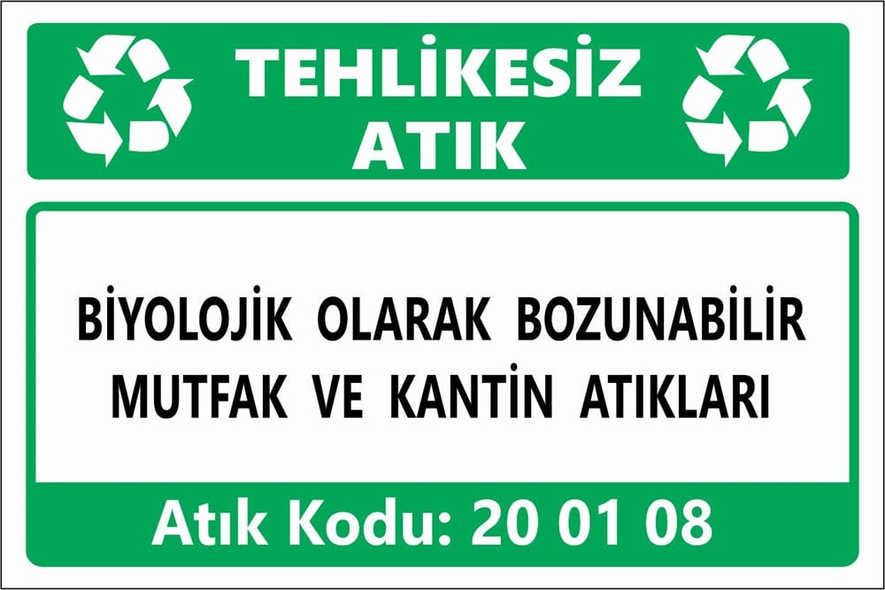 Atık TabelalarıBİYOLOJİK OLARAK BOZUNABİLİR MUTFAK VE KANTİN ATIKLARI
