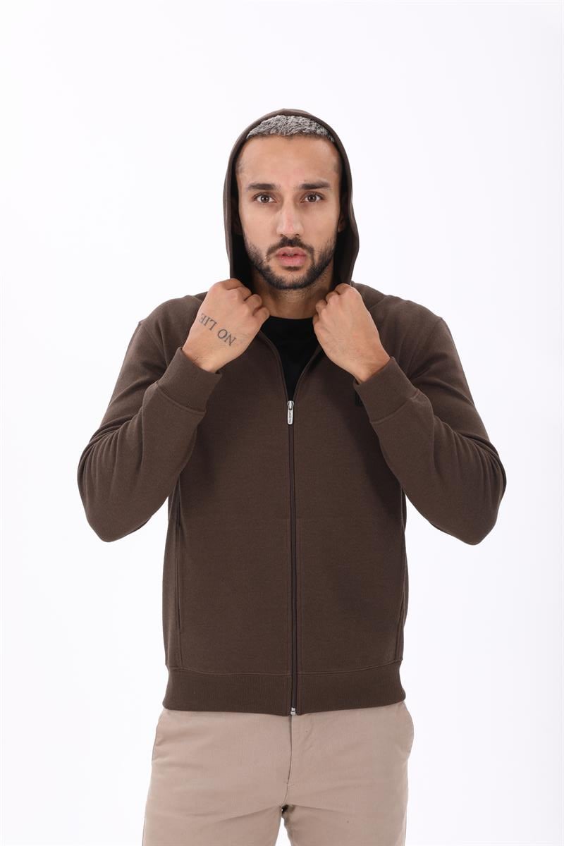 Fermuarlı Kapüşonlu  Sweatshirt