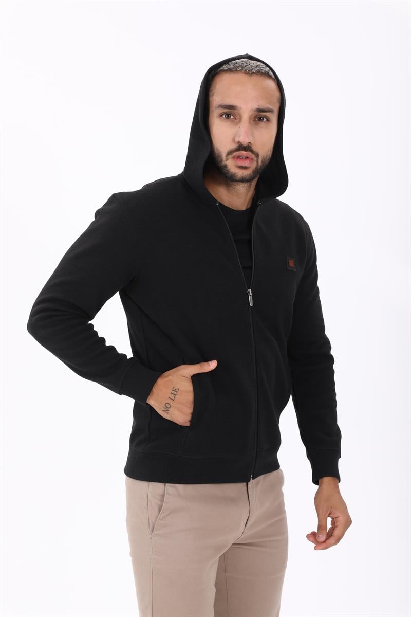 Fermuarlı Kapüşonlu  Sweatshirt