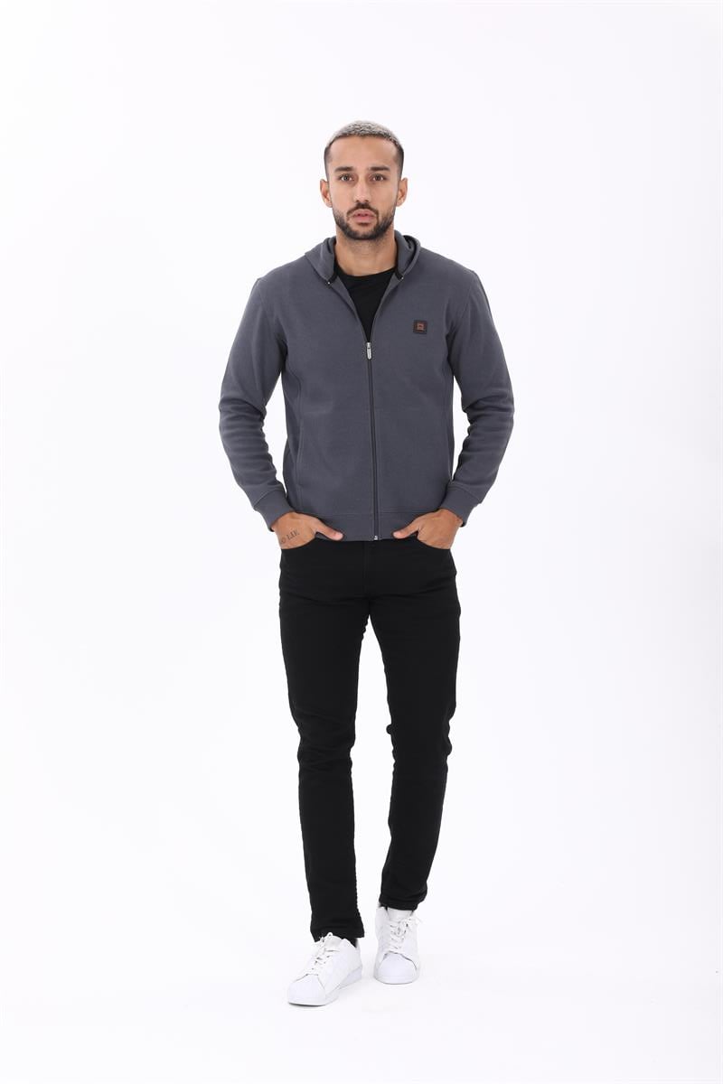 Fermuarlı Kapüşonlu  Sweatshirt