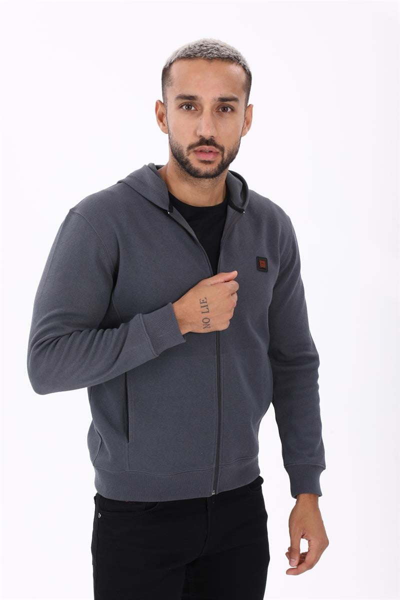Fermuarlı Kapüşonlu  Sweatshirt