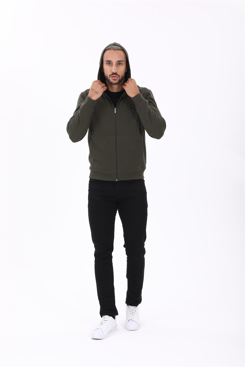 Fermuarlı Kapüşonlu  Sweatshirt