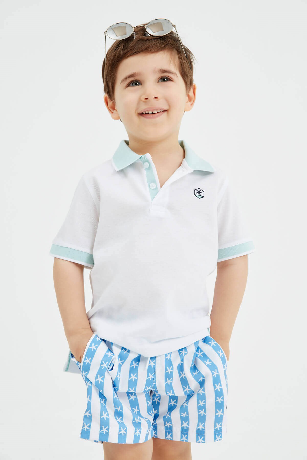 Denny Kids - Beyaz Polo Yaka T-shirt