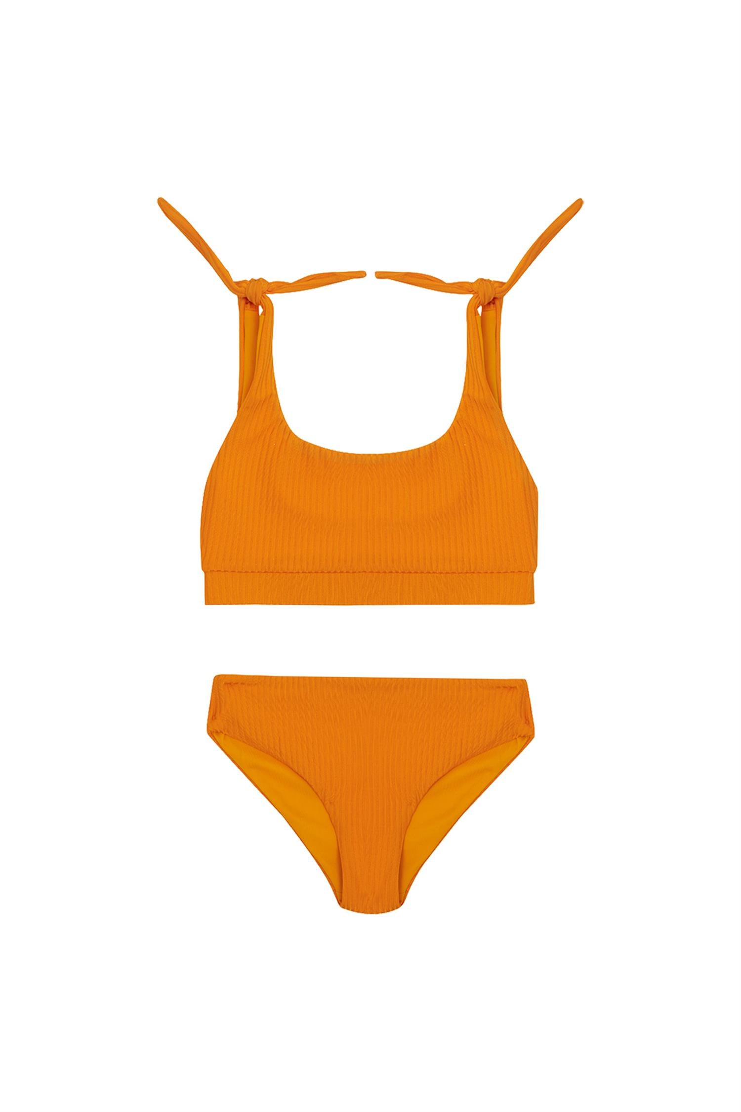 Emma Turuncu Bikini Takımı Kendinden Çizgili