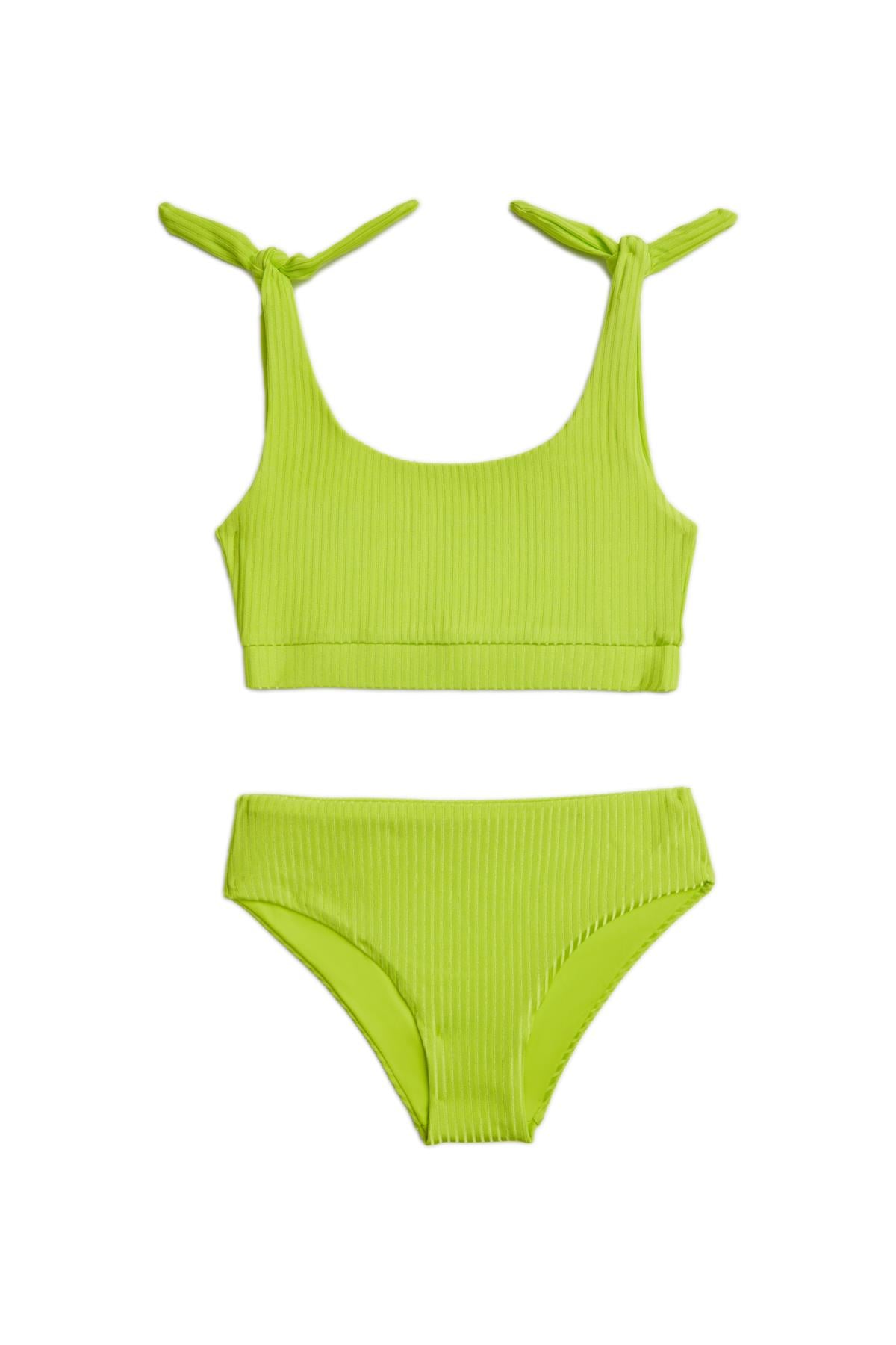 Emma - Yeşil Bikini Takımı Kendinden Çizgili