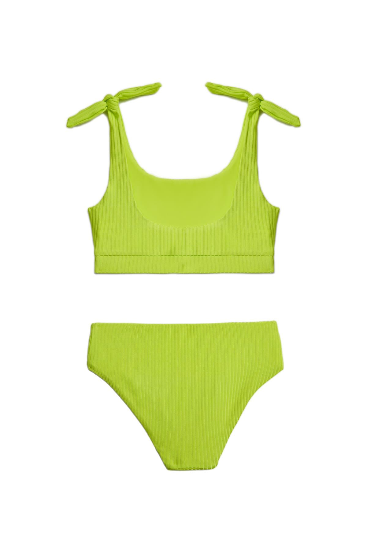 Emma - Yeşil Bikini Takımı Kendinden Çizgili