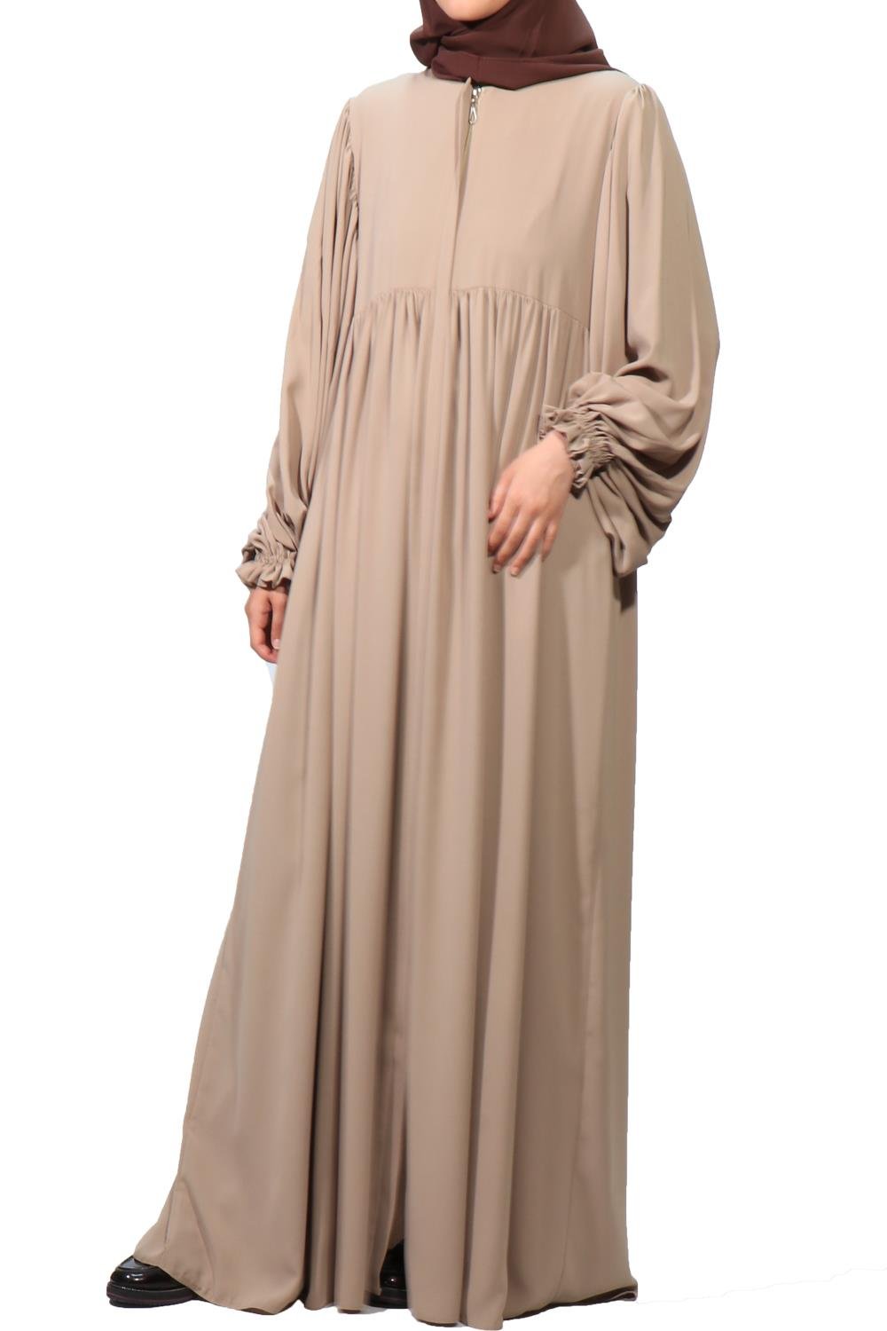 BALON KOL FERACE MEDİNE İPEĞİ - BEJ Ferace