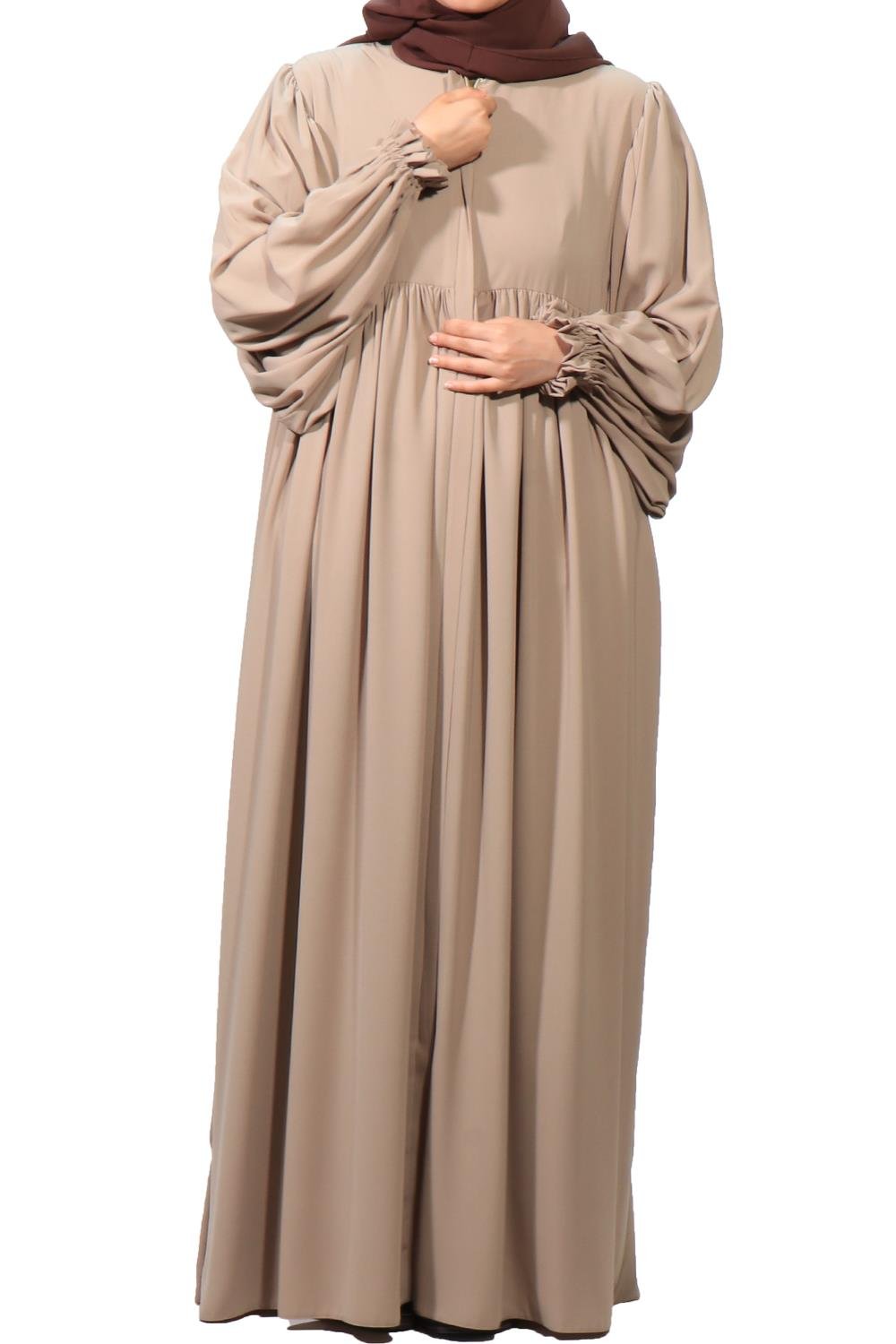 BALON KOL FERACE MEDİNE İPEĞİ - BEJ Ferace