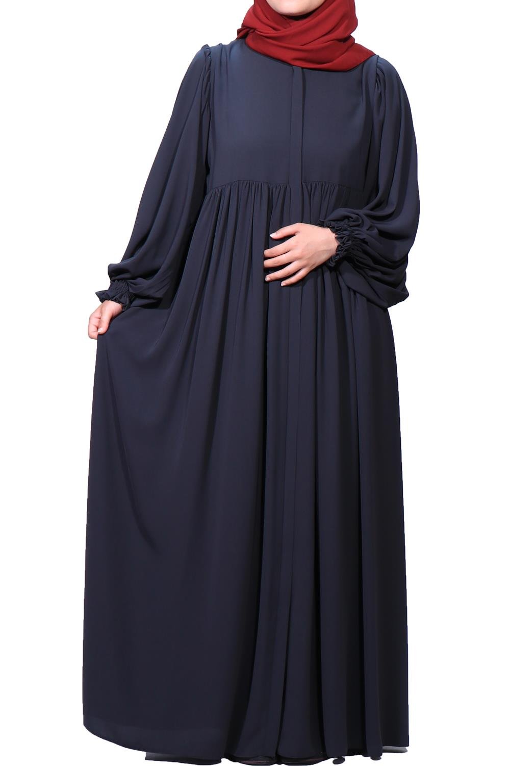 BALON KOL FERACE MEDİNE İPEĞİ - FÜME Ferace