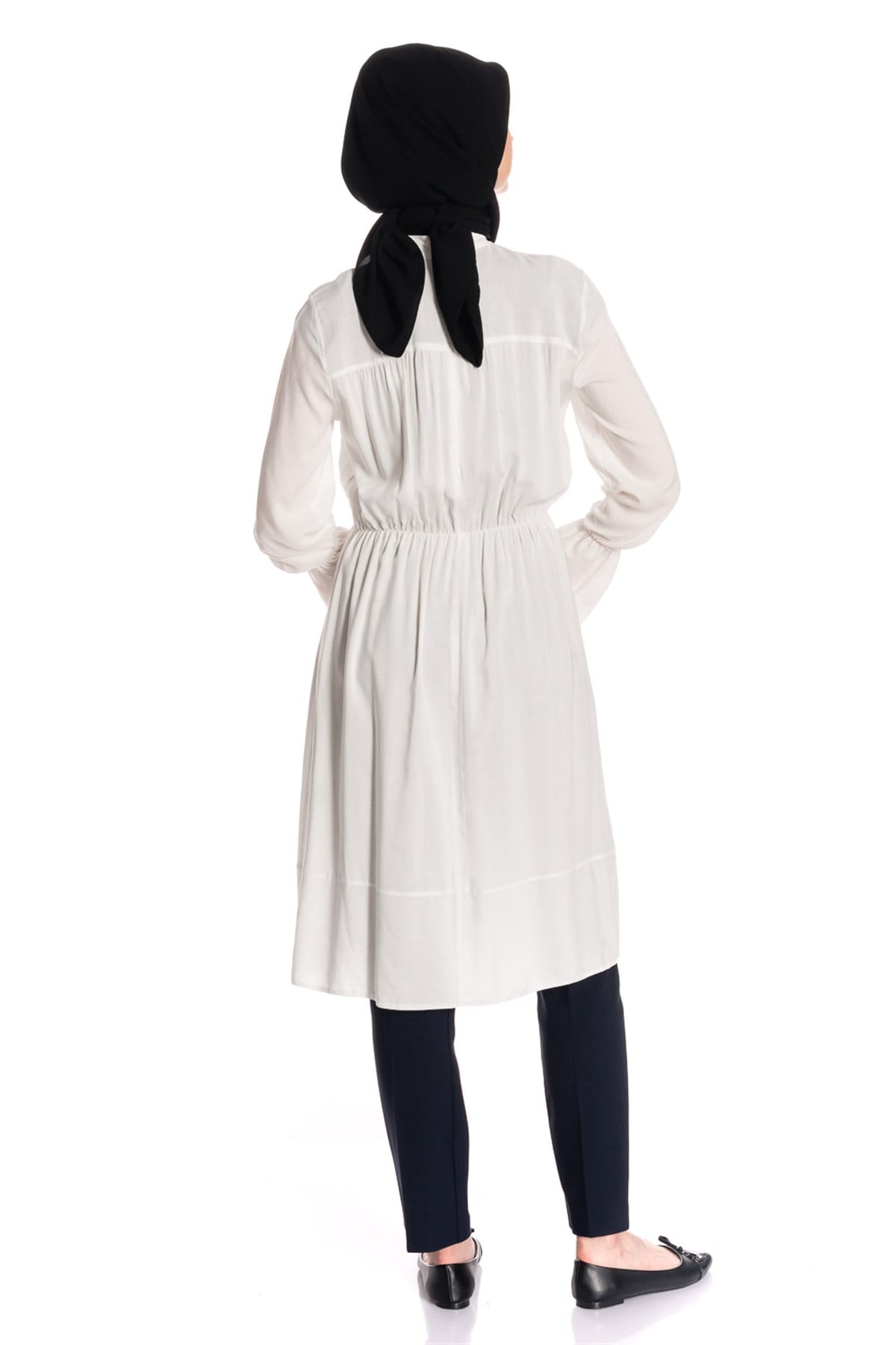 Gömlek Yaka Desenli Pudra Elbise Dresses