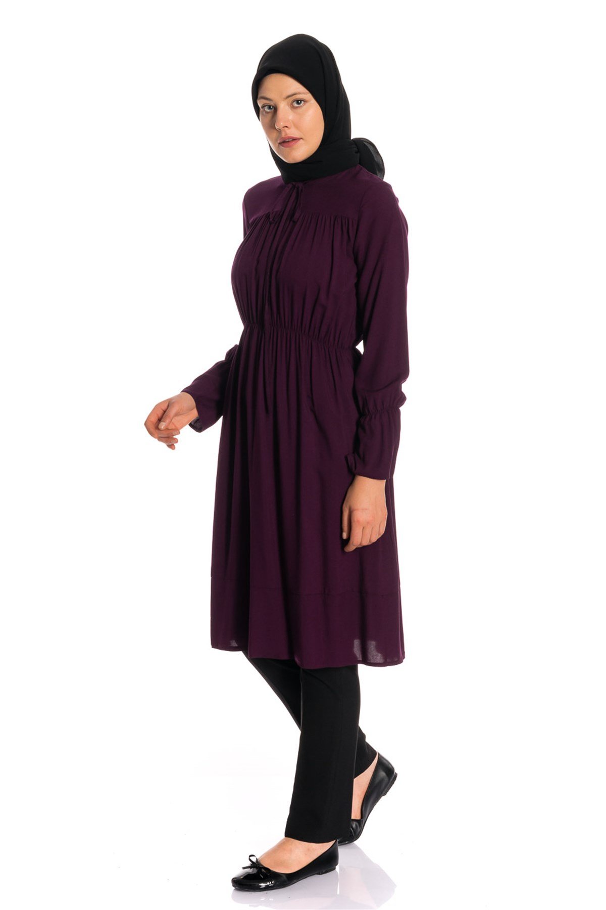 Beli Lastikli Mor Tunik Dresses