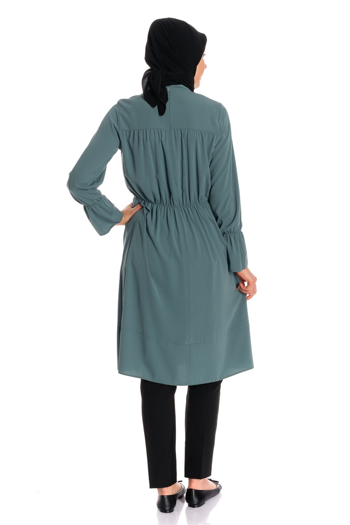 Beli Lastikli Yeşil Tunik Dresses