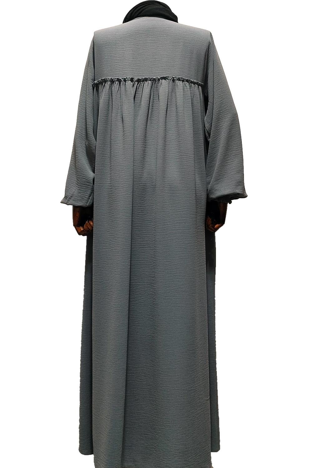 BÜZGÜ ROBALI ELBİSE -  GRİ Elbise