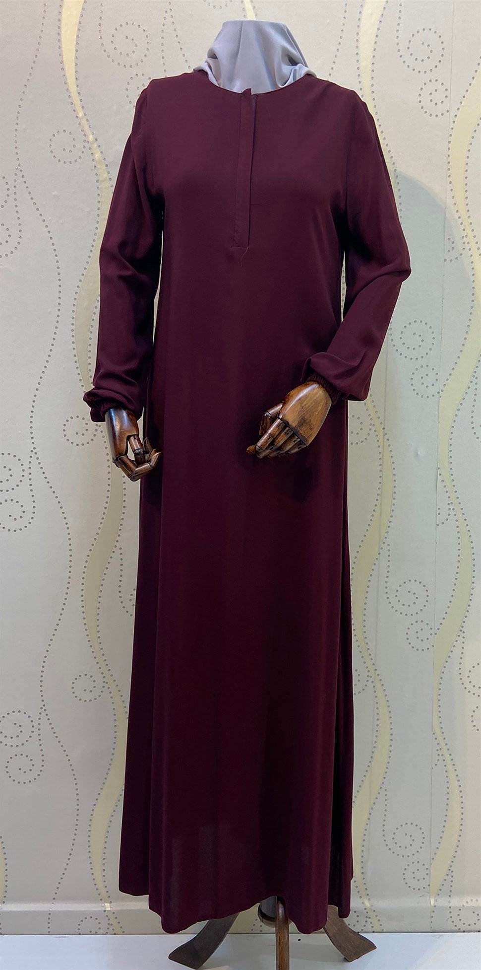 Can Elbise Viskon - Bordo Elbise