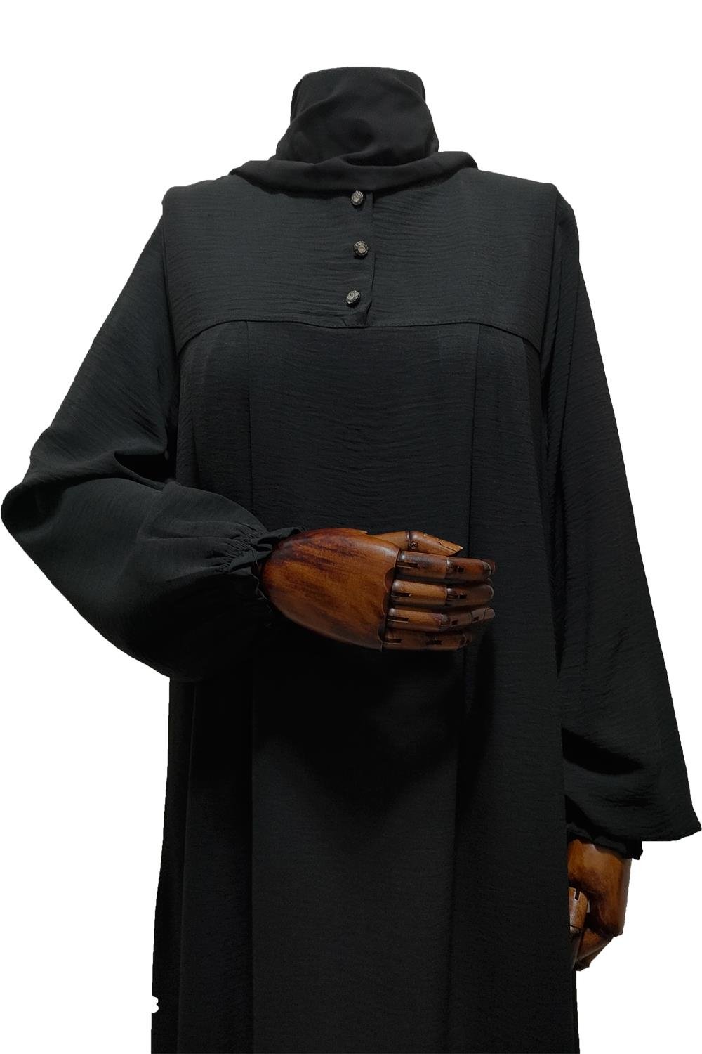 Robalı Dantelli Siyah Elbise Elbise