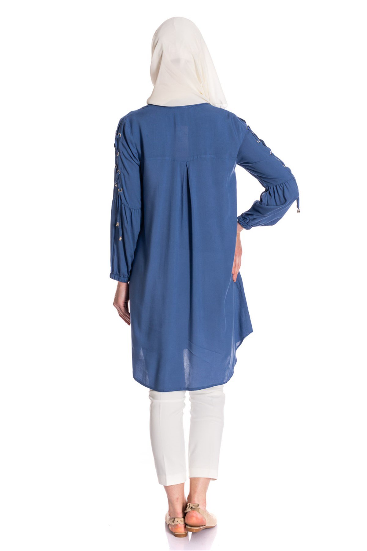 Gömlek Yaka Düğmeli İndigo Tunik Tunik