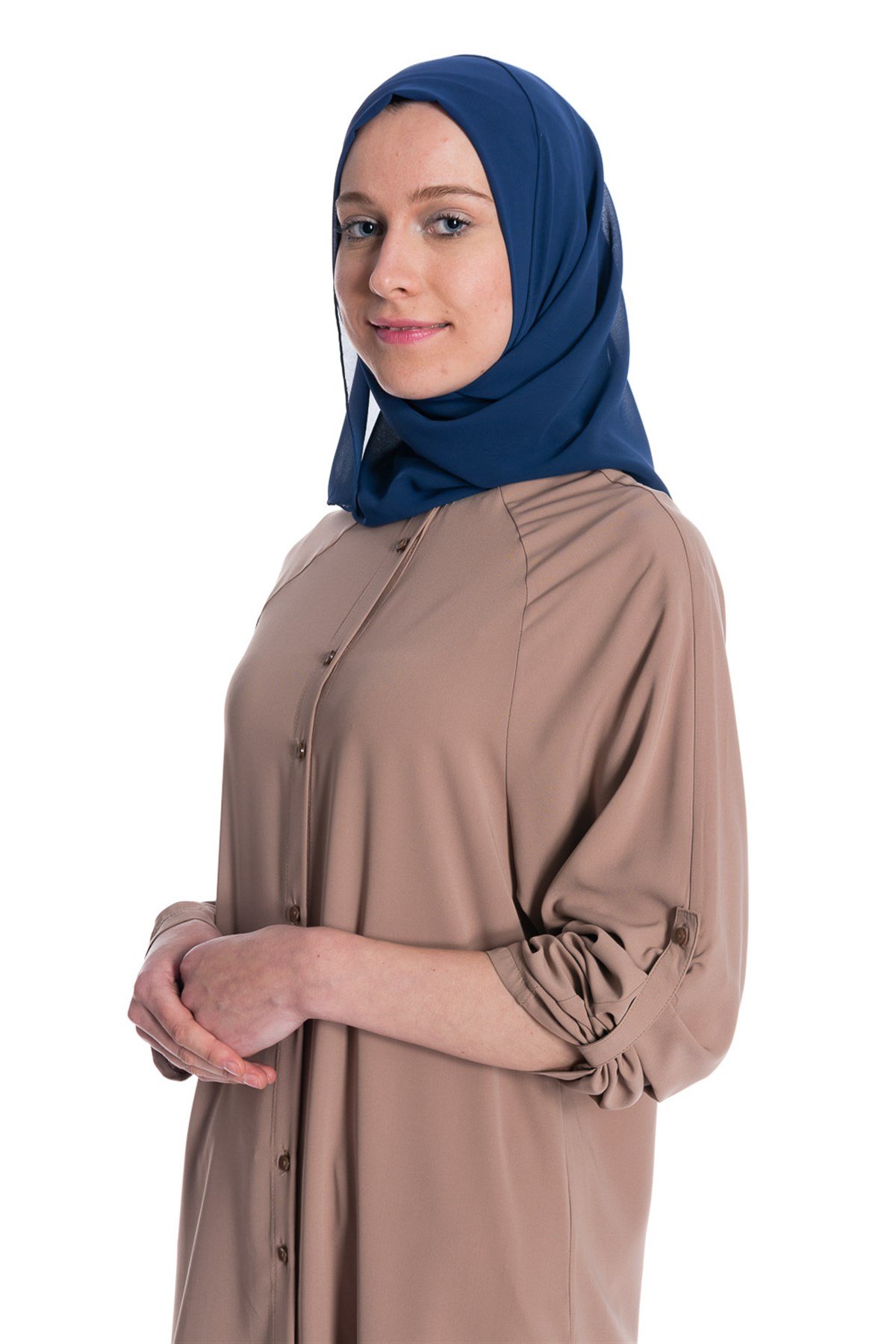 Gömlek Yaka Gizli Patlı Lacivert Tunik2 Tunik