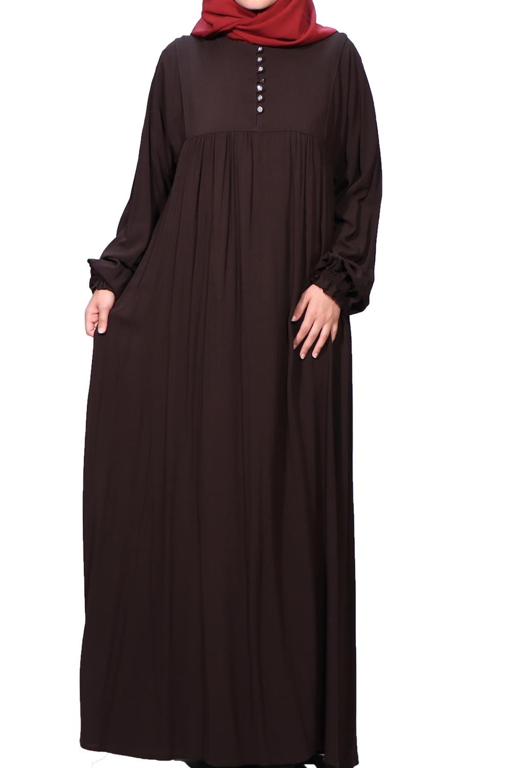 HİNT ROBA VİSKON ELBİSE  - KAHVE Elbise