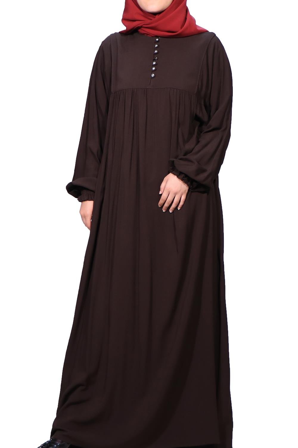 HİNT ROBA VİSKON ELBİSE  - KAHVE Elbise