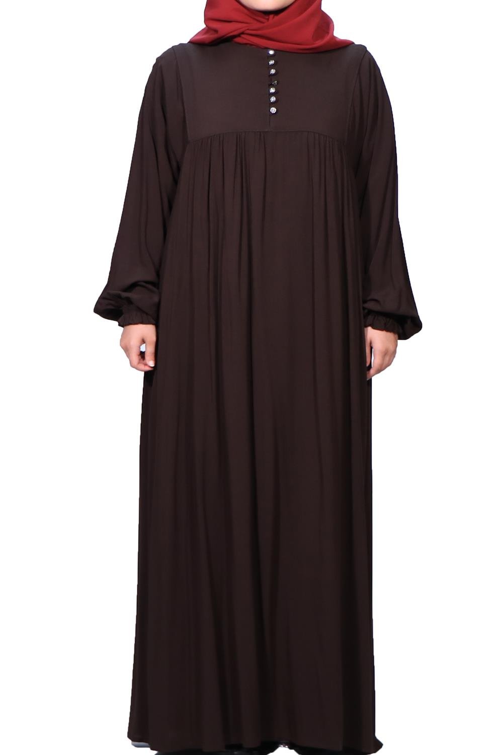 HİNT ROBA VİSKON ELBİSE  - KAHVE Elbise