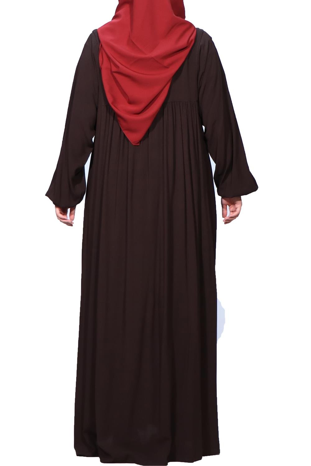 HİNT ROBA VİSKON ELBİSE  - KAHVE Elbise