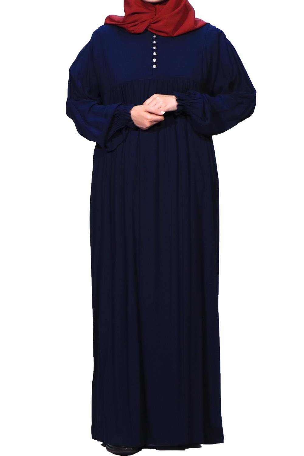 HİNT ROBA VİSKON ELBİSE - LACİVERT Elbise