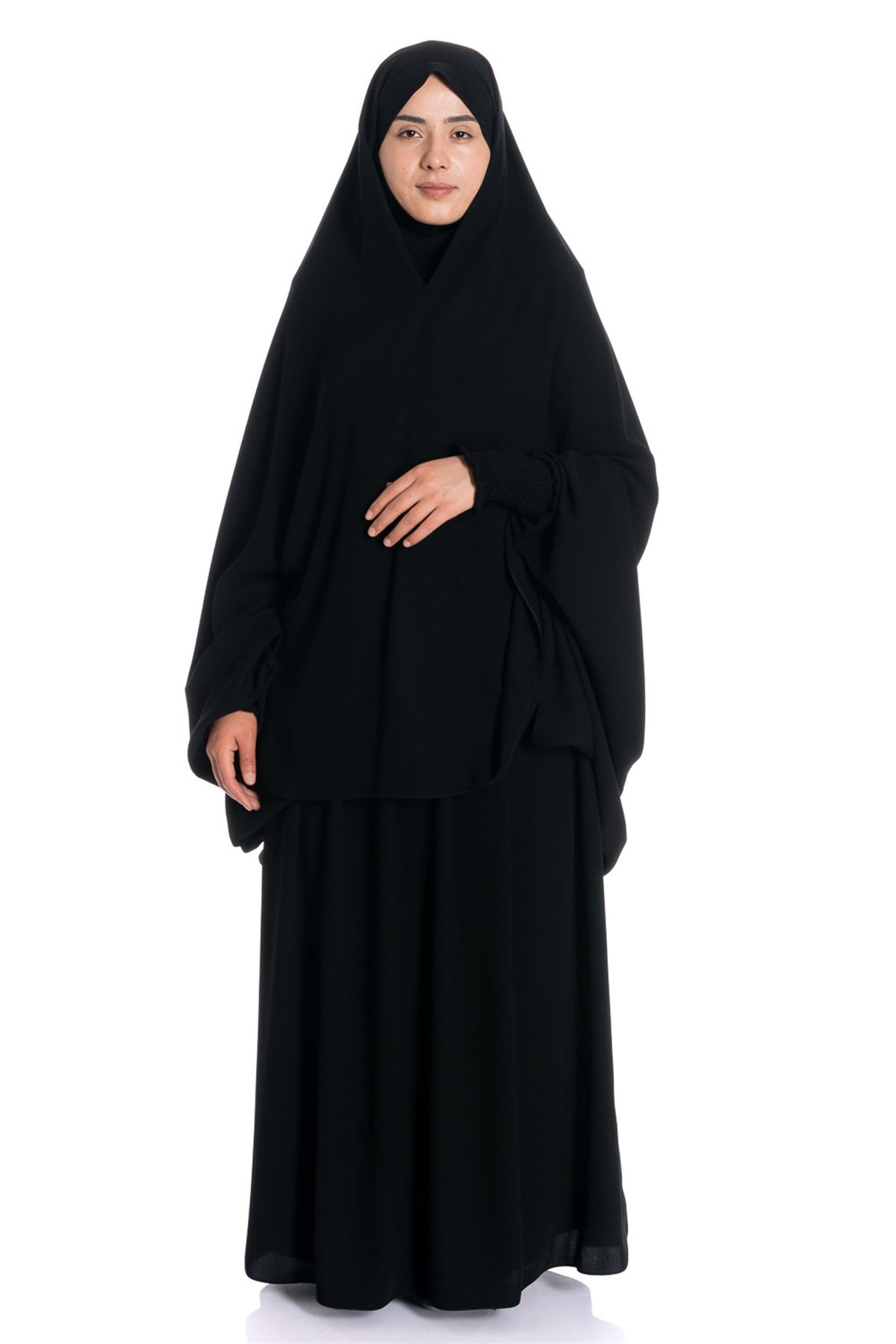 İğneli Gizli Peçeli Bütün Çarşaf - Siyah (Özel Dikim) Çarşaf