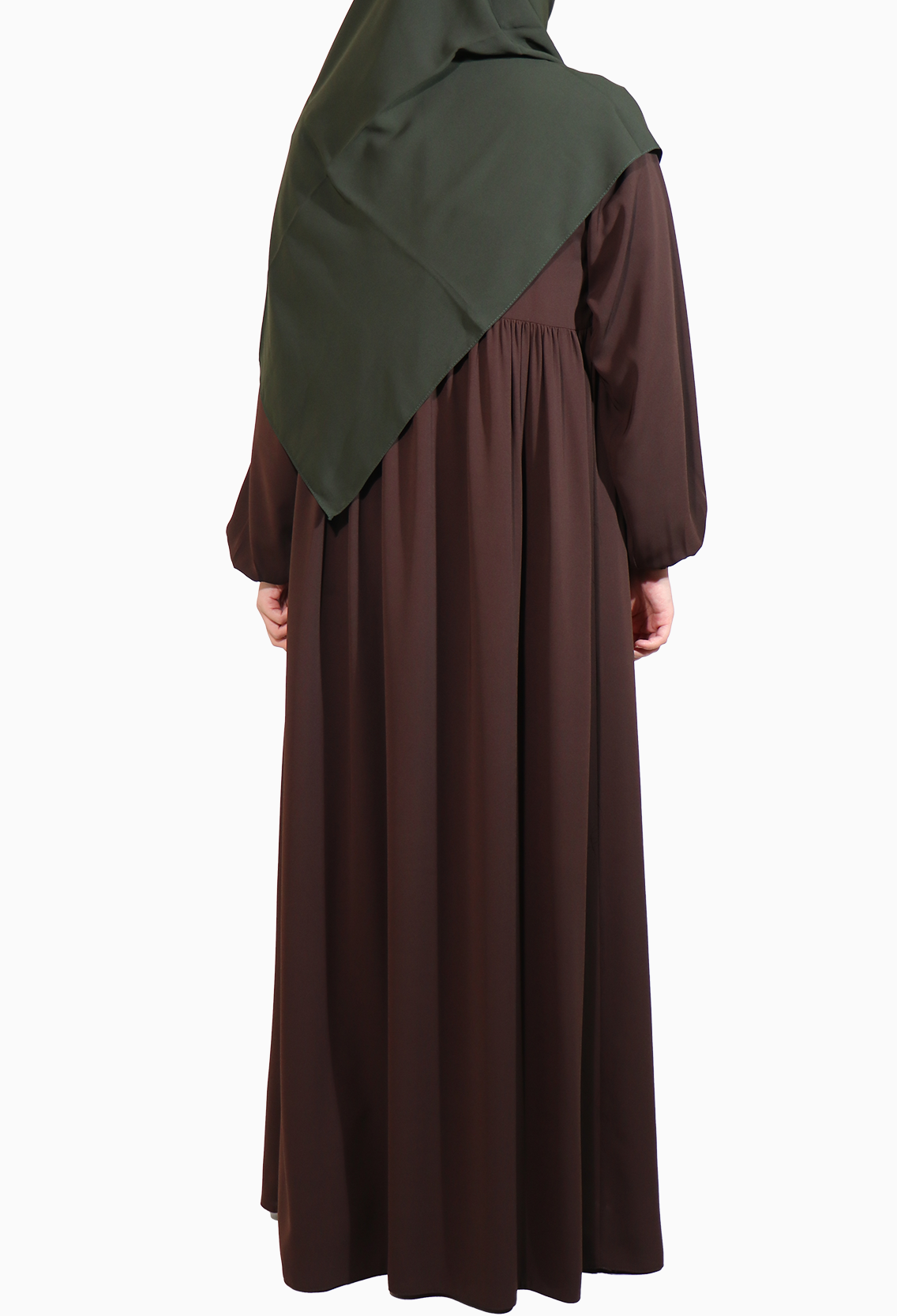 MEDİNE İPEĞİ DÜŞÜK ROBALI ELBİSE - KAHVERENGİ Elbise