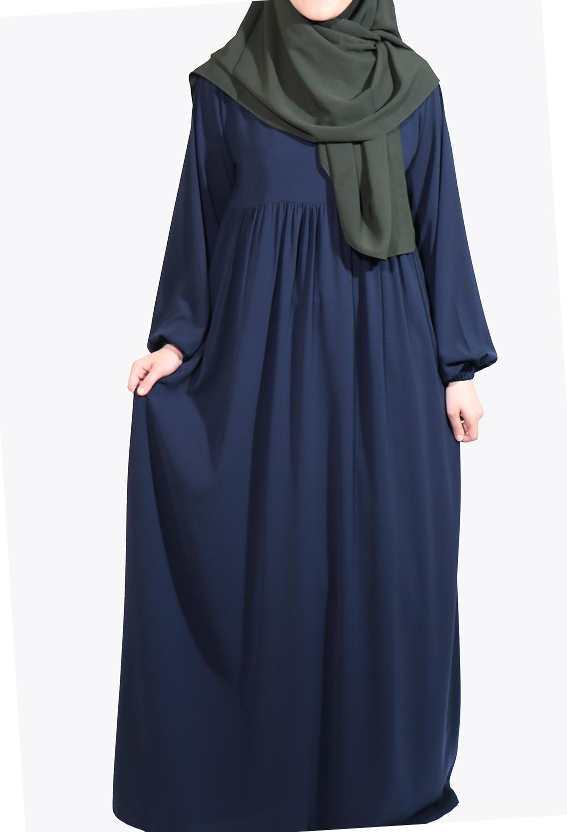 MEDİNE İPEĞİ DÜŞÜK ROBALI ELBİSE - LACİVERT Elbise