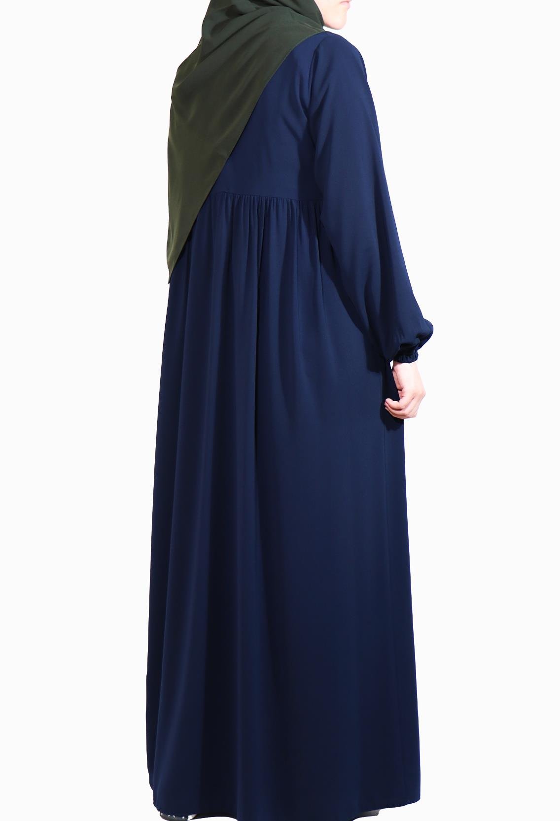 MEDİNE İPEĞİ DÜŞÜK ROBALI ELBİSE - LACİVERT Elbise