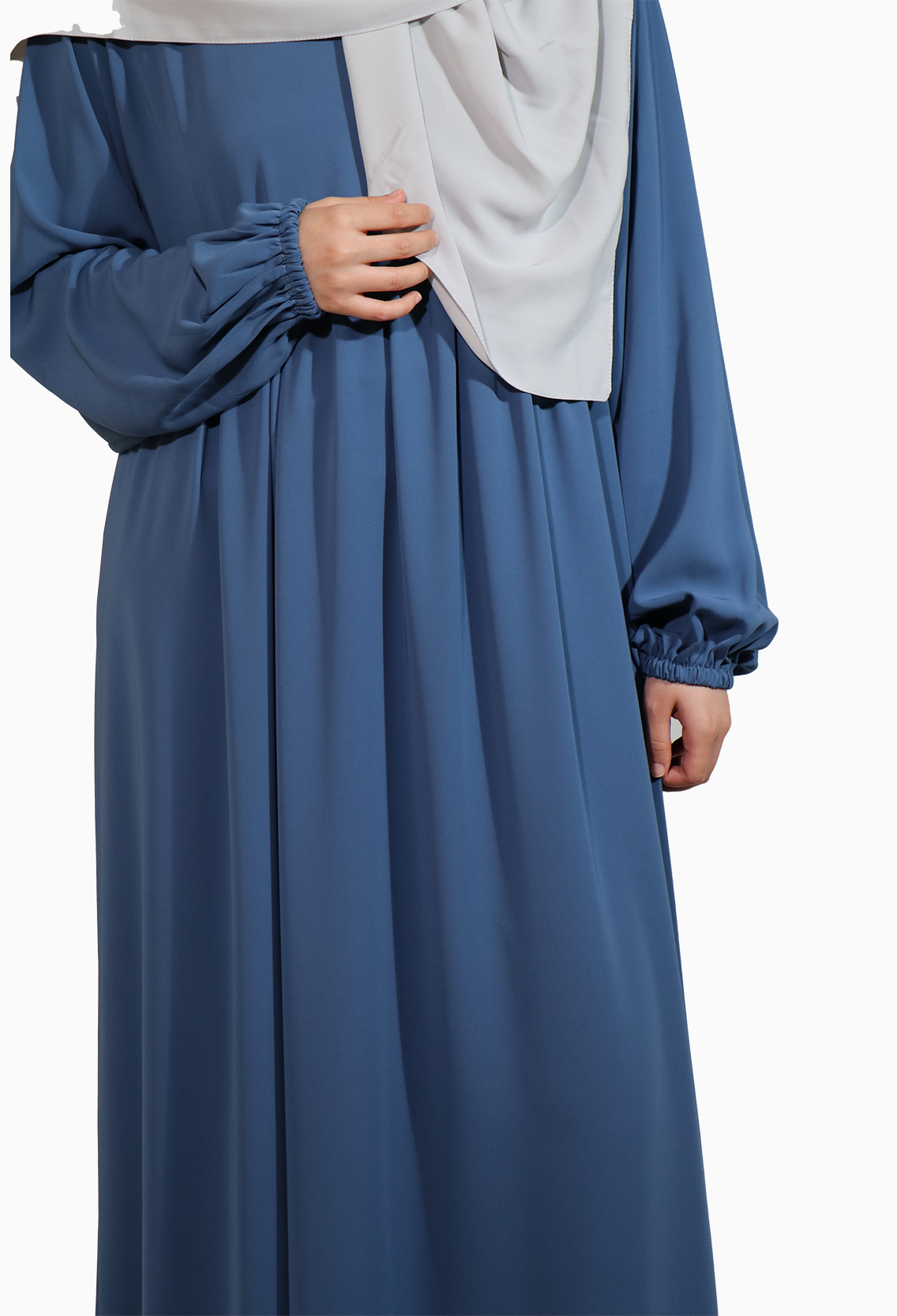 MEDİNE İPEĞİ DÜŞÜK ROBA ELBİSE -MAVİ Elbise