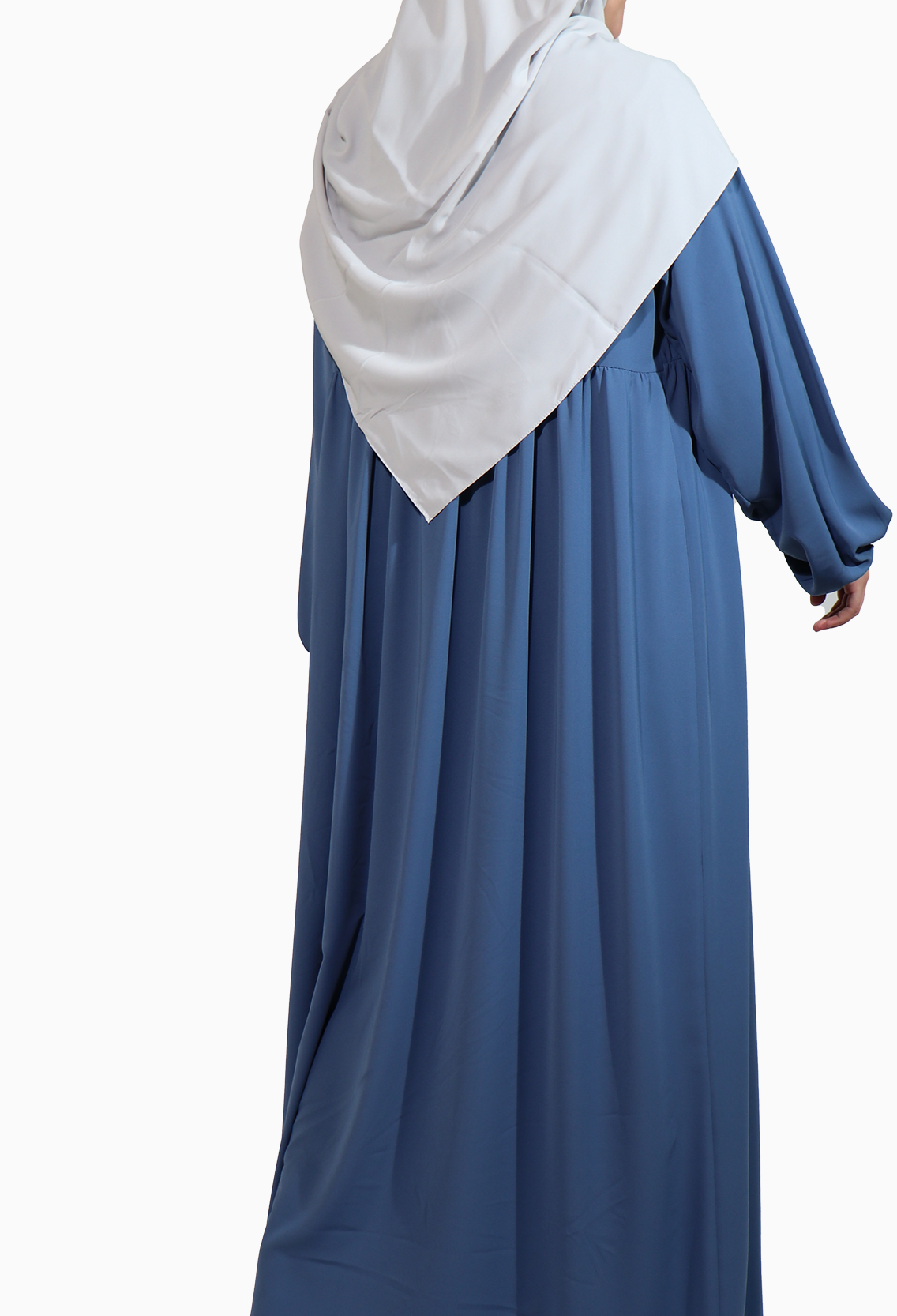 MEDİNE İPEĞİ DÜŞÜK ROBA ELBİSE -MAVİ Elbise