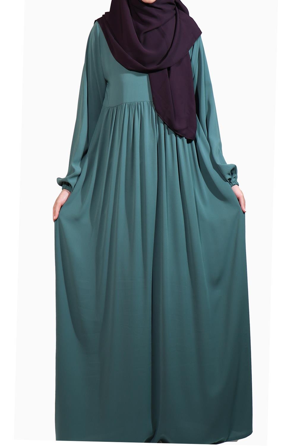 MEDİNE İPEĞİ DÜŞÜK ROBALI ELBİSE -  MİNT Elbise