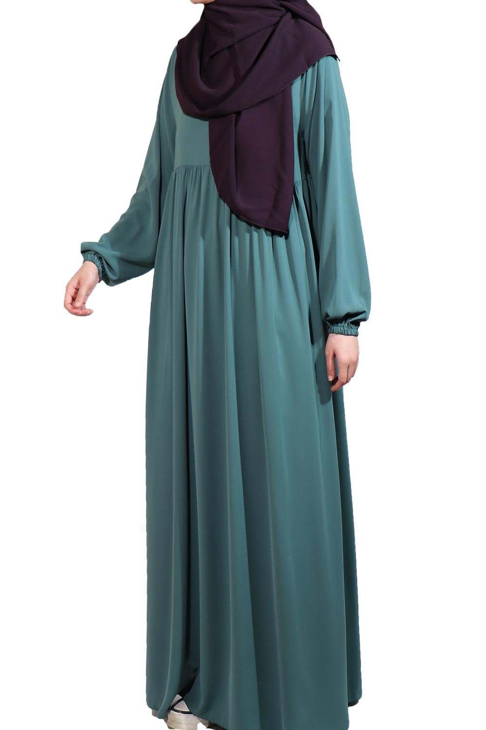 MEDİNE İPEĞİ DÜŞÜK ROBALI ELBİSE -  MİNT Elbise