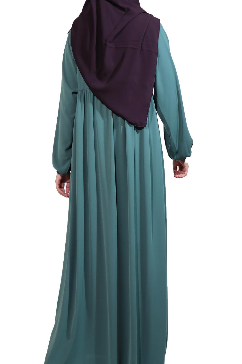 MEDİNE İPEĞİ DÜŞÜK ROBALI ELBİSE -  MİNT Elbise