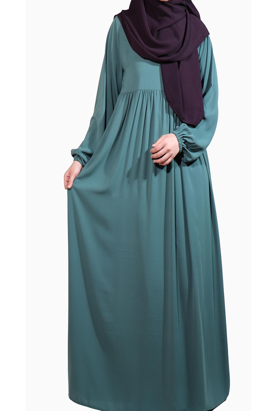 MEDİNE İPEĞİ DÜŞÜK ROBALI ELBİSE -  MİNT Elbise