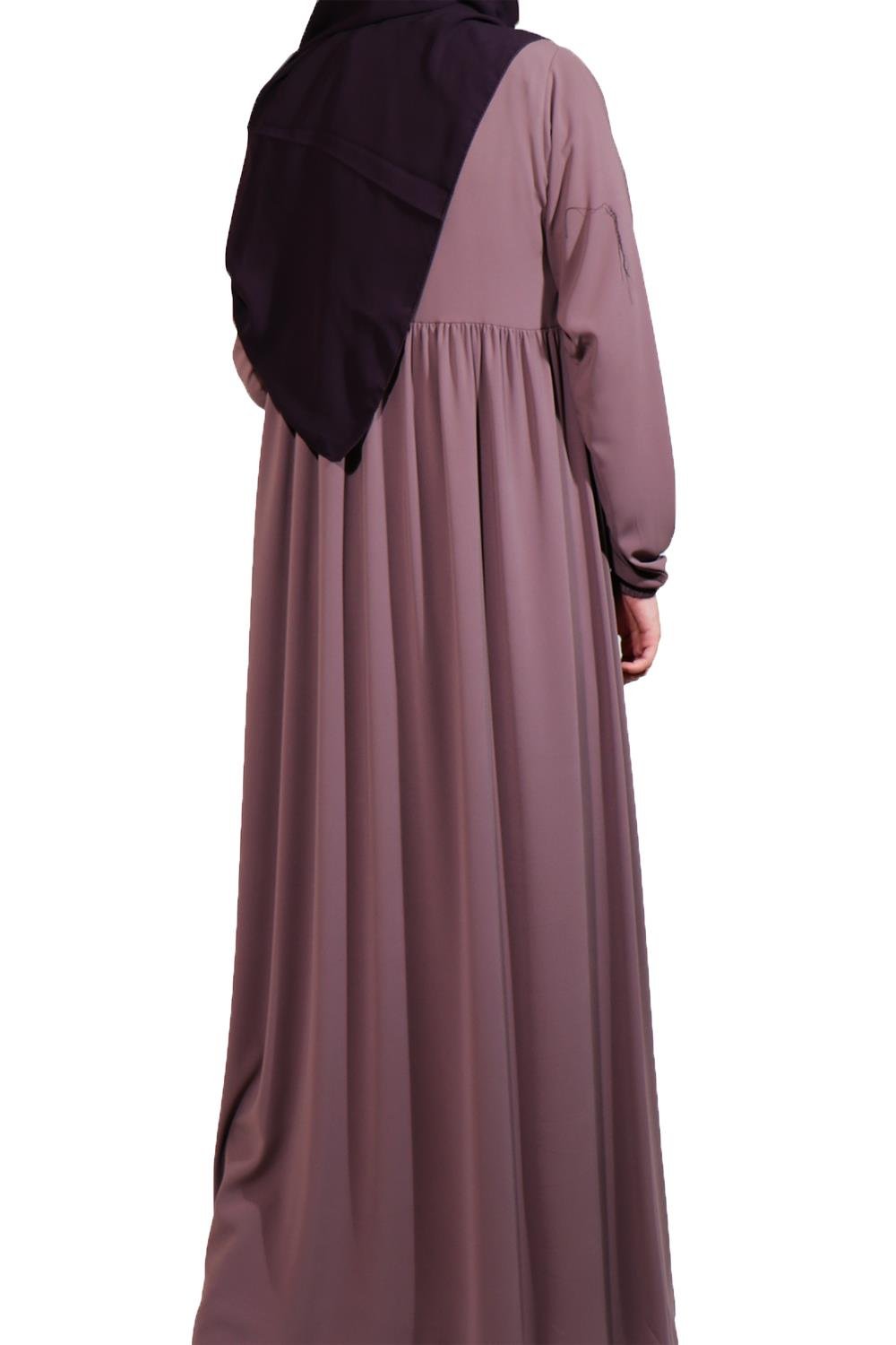 MEDİNE İPEĞİ DÜŞÜK ROBALI ELBİSE - VİZON Elbise