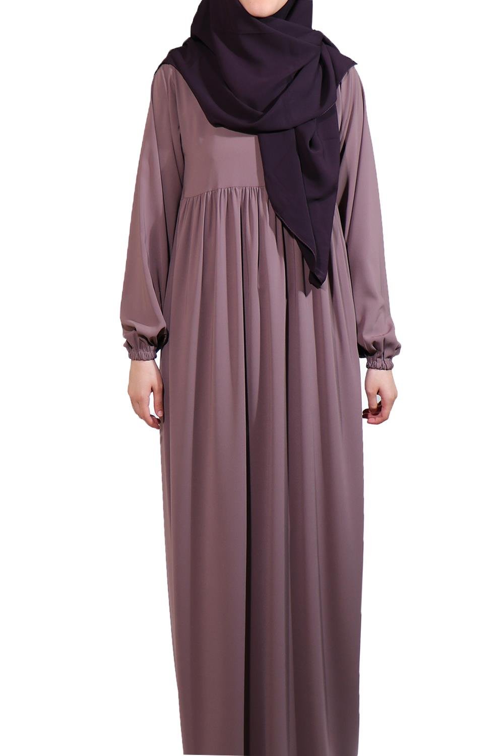 MEDİNE İPEĞİ DÜŞÜK ROBALI ELBİSE - VİZON Elbise