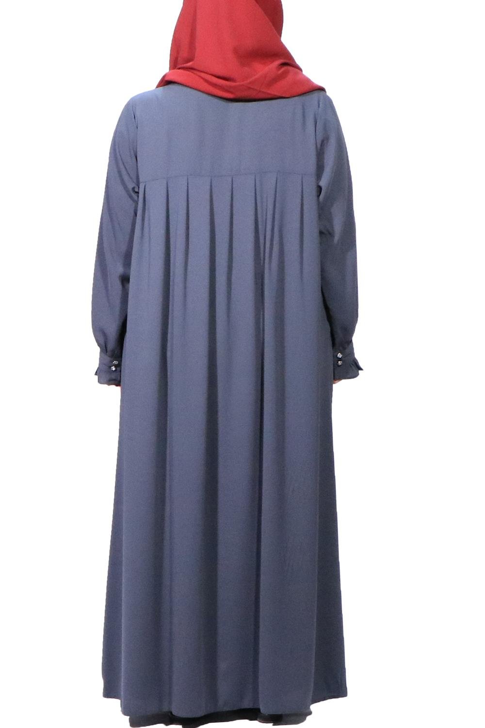 MEDİNE İPEĞİ DÜZ ROBALI  ELBİSE - GRİ Elbise