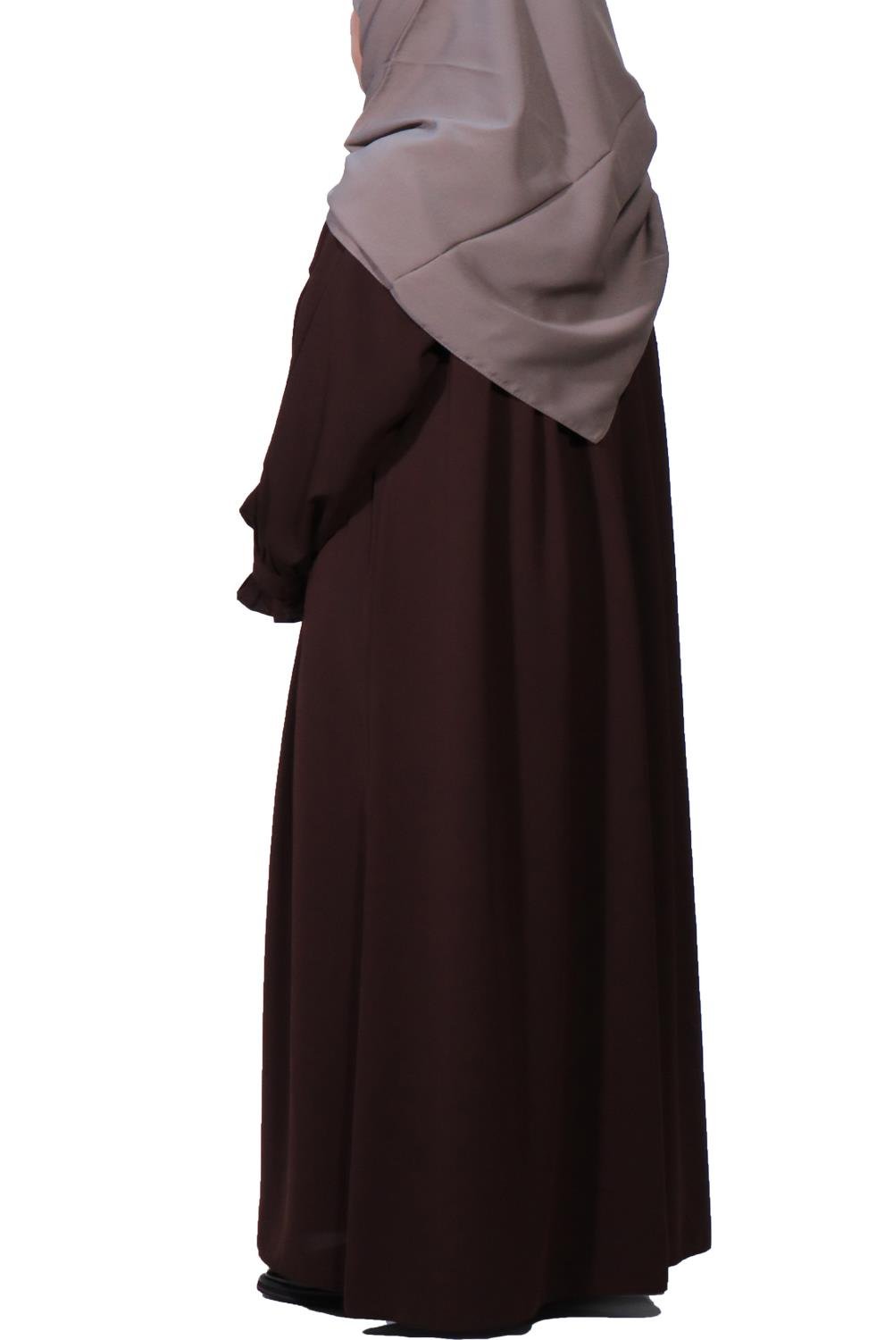 MEDİNE İPEĞİ DÜZ ROBALI  ELBİSE - KAHVE Elbise